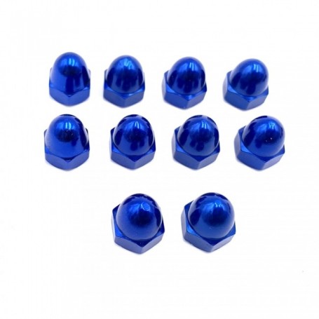 Pack de 10 Ecrou Borgne en Aluminium 7075 M10 x (1.25mm) Anodisé Bleu
